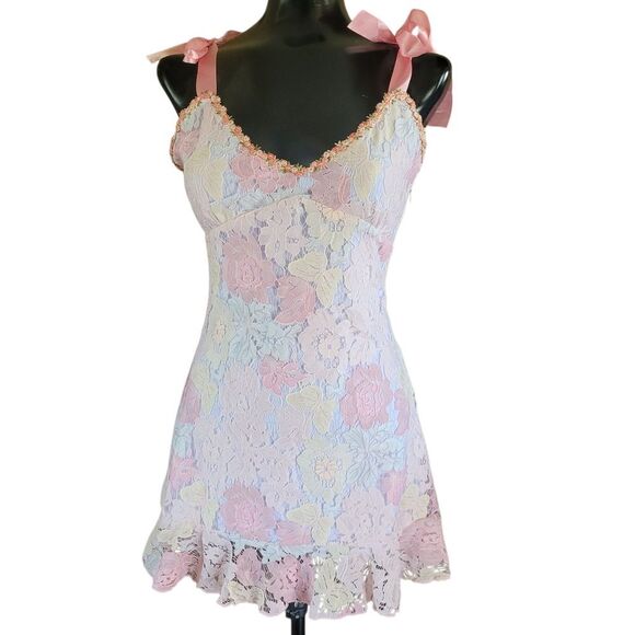 Sugar Thrillz Pastel Floral Lace Mini Dress - Picture 1 of 7